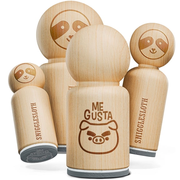 Me Gusta Spanish Funny Cartoon Pig Big Eyebrows Teacher Stamp Rubber Stamp for Stamping Crafting Planners - 1/2 Inch Mini
