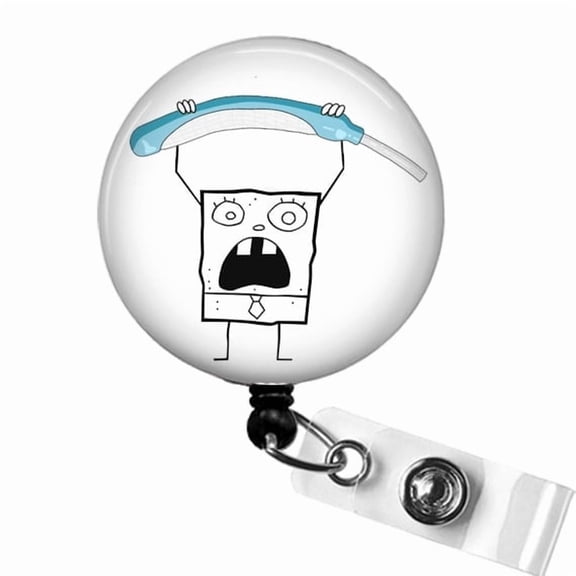Me Hoy Minoy Badge Reel Funny Cartoon ID Holder for Nurses, Hospital Staff, DoodleBob Fans