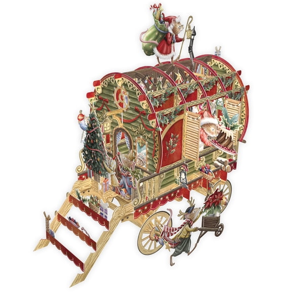 Me & McQ Christmas Caravan and Festive Mice 3D Pop Up Laser Cut Christmas Card