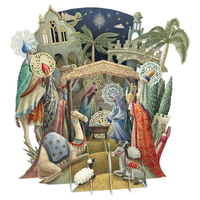Me & McQ Nativity Scene Mary, Joseph and Kings with Intricate Die Cut