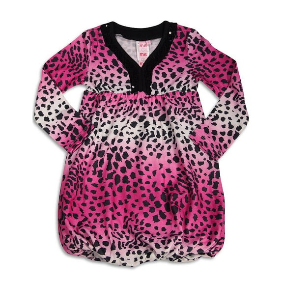 Me Me Me by Lipstik - Little Girls Long Sleeve Dress Asst Fabrics 29724-4 (pink purple leopard)