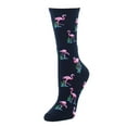 thumbnail image 1 of MeMoi Feathered Frenzy Flamingo Bamboo Blend Crew Novelty Socks - Womens - Female, 9-11, Black, 1 of 7