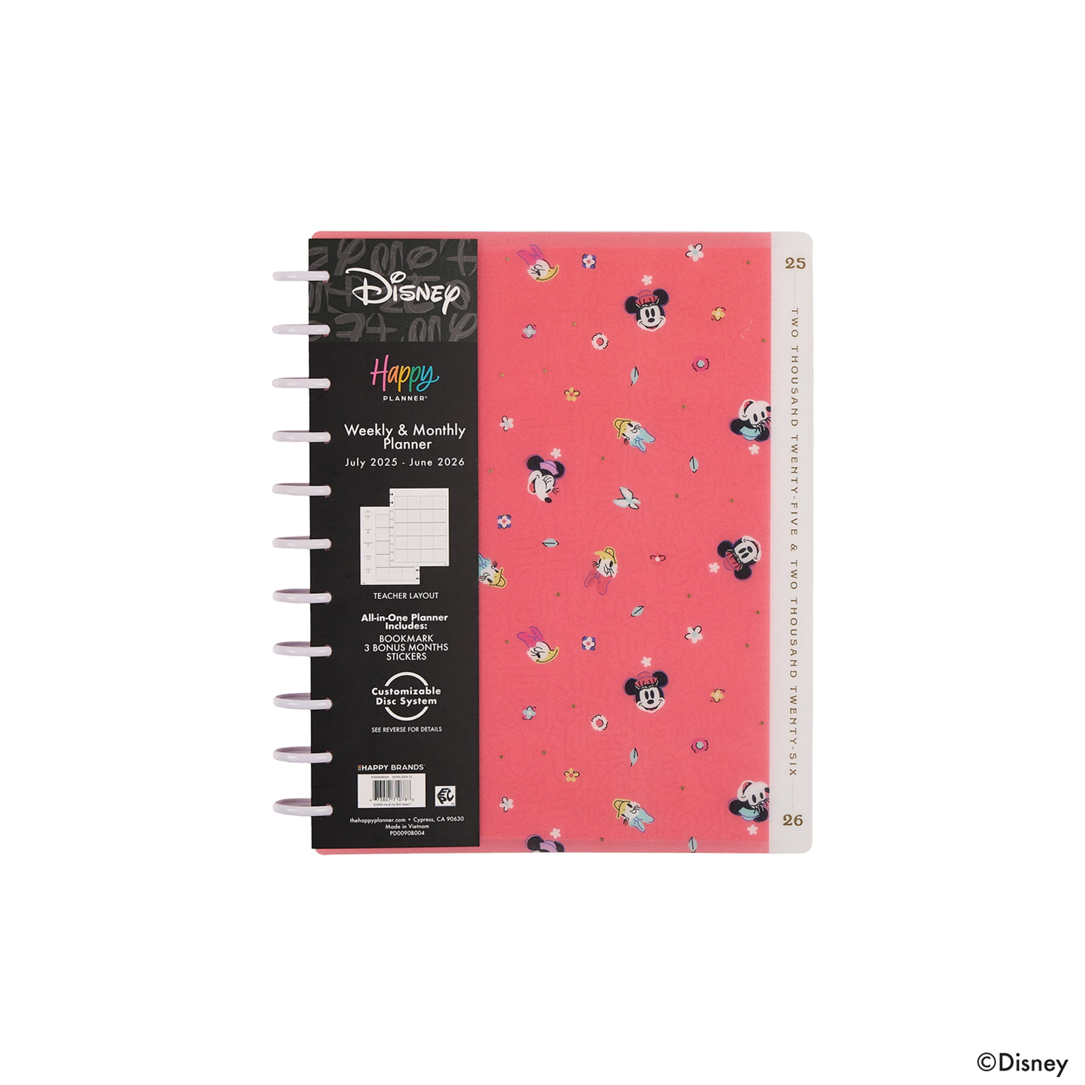 The Happy Planner Disney  Bow & Glow Monthly Weekly Big Dated Planner (8.5" x 11"), 12 Month July 2025 - June 2026, Disc Bound