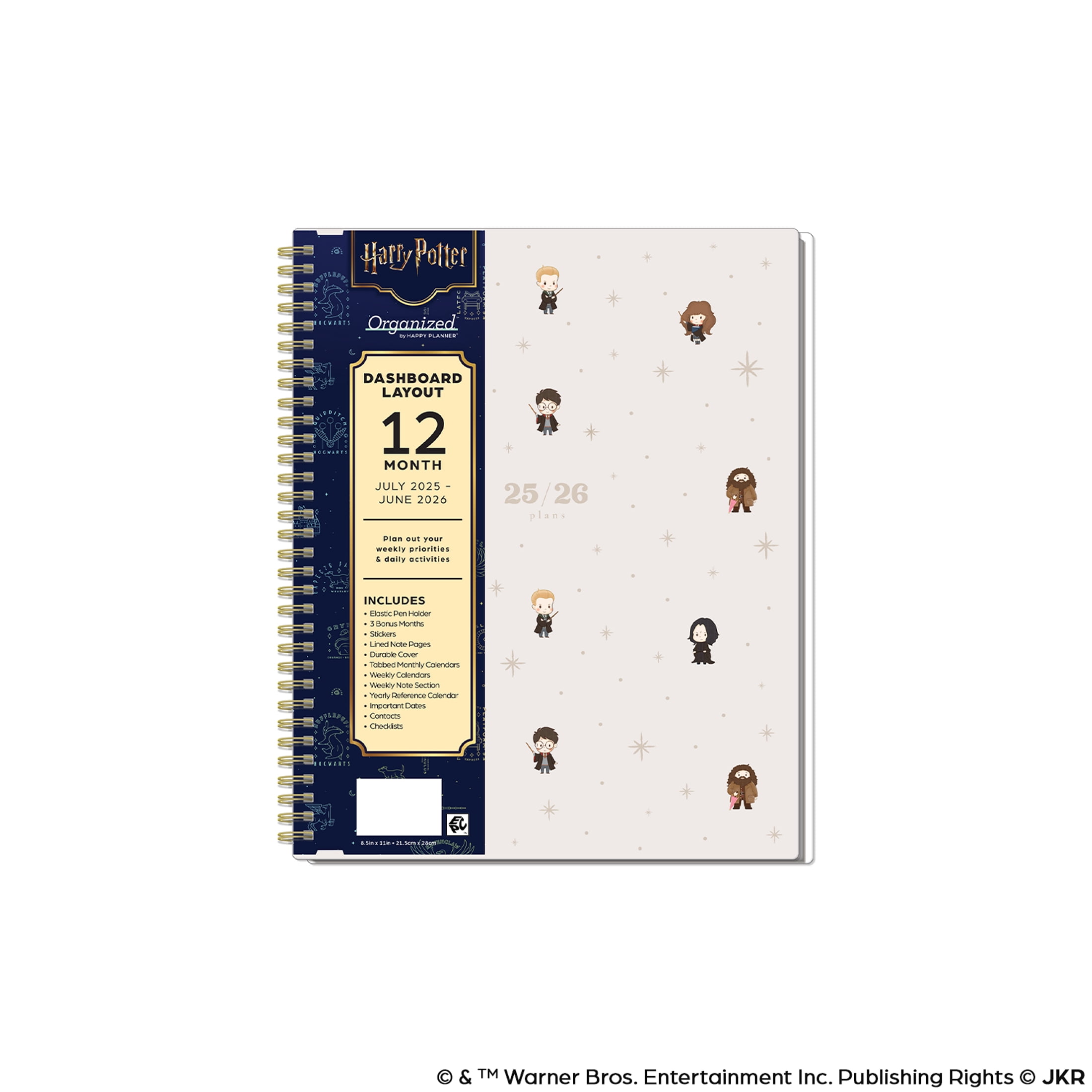 Organized by Happy Planner, Harry Potter Tiny Magic Big Dated Planner, (8.5" x 11"), 12 Month July 2025-June 2026, metal twin loop