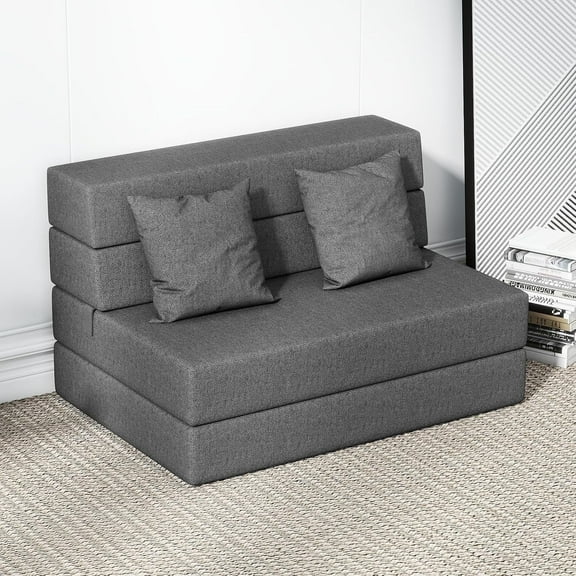 Me'On Folding Sofa Bed with Pillows, Foldable Floor Mattress, Suitable for Living Room, Twin Size, Adult, Gray