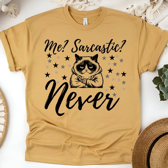 Me Sarcastic Never Grumpy Cat Humor Unisex Graphic Shirt, Gold, Size M