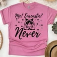 thumbnail image 1 of Me Sarcastic Never Grumpy Cat Humor Unisex Graphic Shirt, Heliconia, Size S, 1 of 6