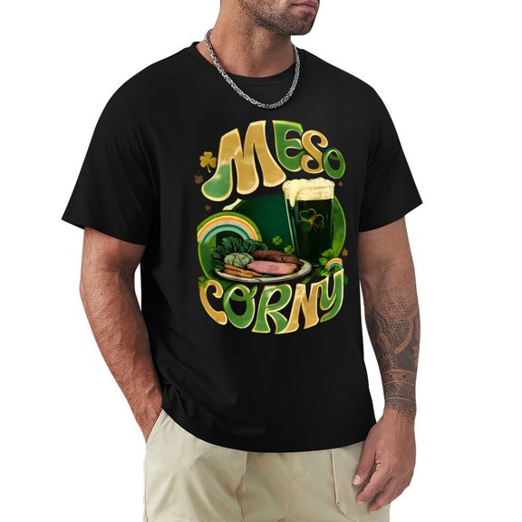 Me So Corny Men's HD Print Classic Short Sleeve T-Shirts Black S