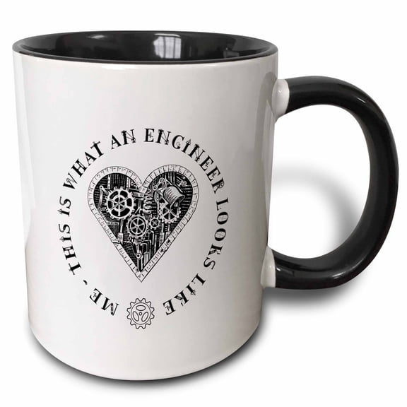 3drose, Me - This Is What an Engineer Looks like - Gift for Professionals, 11oz Two-tone Black Mug