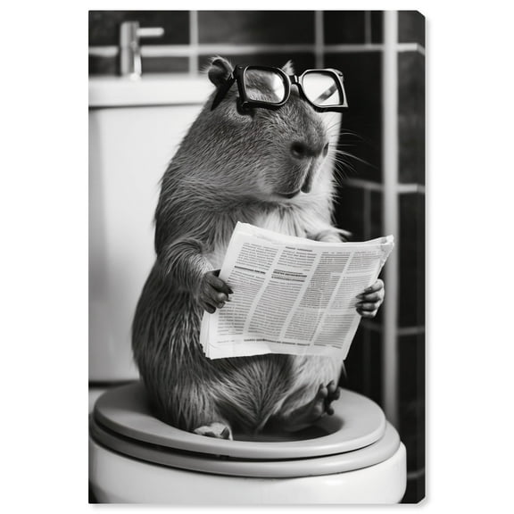 Me Time Capybara Canvas Funny Bathroom Art by Art Remedy, Gallery Wrapped, 24" x 36"