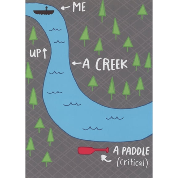 Me Up a Creek: Red Paddle Funny Thank You Card