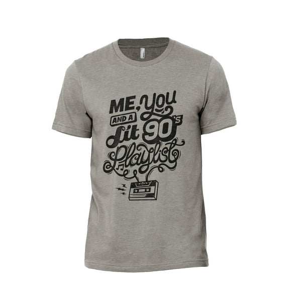 Me, You And A Lit's Playlist Men's Modern Fit Fun Casual T-Shirt Printed Graphic Tee Military Gray X-Large