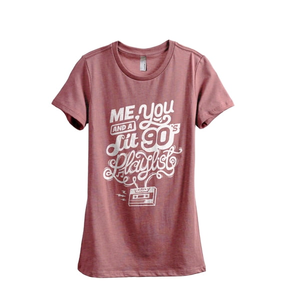 Me, You And A Lit's Playlist Women's Fashion Relaxed T-Shirt Tee Heather Rouge Large
