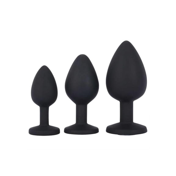 Me You Us Trio of Jewels 3-Piece Training Anal Plug Set, Black