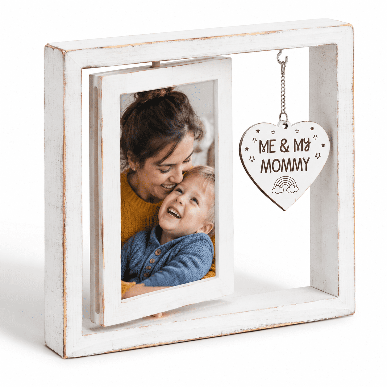 Rustic Sign Me Sign Me and Mommy Rotating Rustic 4x6 Picture Frame for Mother's Day and ...