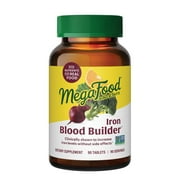Me-gaFood Blood Builder - Vegan Iron Supplement with Vitamin C, B12 & Folic Acid - Supports Healthy Iron Levels - 90 Tablets,1(Pack)