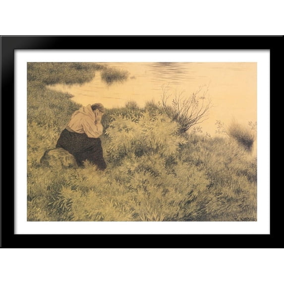 Me, me, me, me they will lead far away from the country 38x28 Large Black Wood Framed Print Art by Theodor Severin Kittelsen