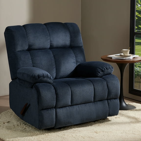 Me'on Modern Glider Recliner Chair,Overstuffed Extra Wide Manual Rocking Recline for Living Room,Small Spaces Chair with Rocking Function,Side Pocket,Beige
