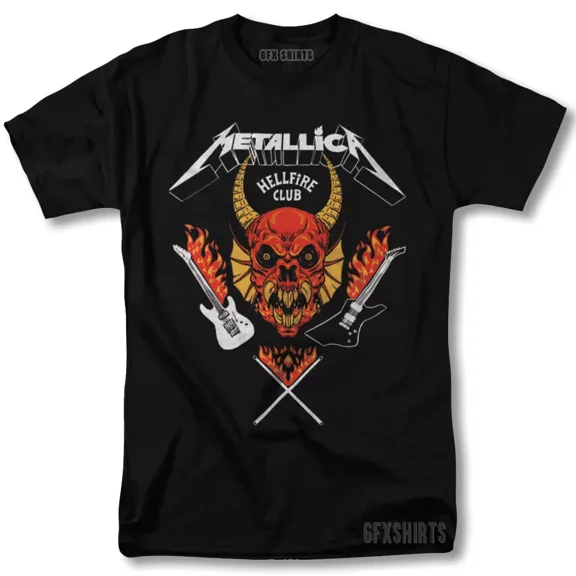 Me.tallica Hellfire Club Shirt Ed.die Munson Rock Graphic T-Shirt