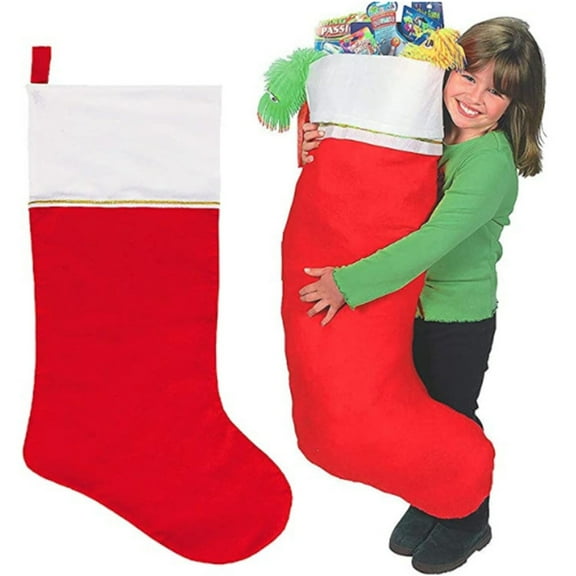 MeButiko Jumbo Stocking, 1 Pc Large Stockings, 38 Inch Fillable Giant Xmas Hanging Oversized Large Xmas Stockings, Extra Large Xmas Stockings, for Adults Family Xmas Party Decorations Gifts