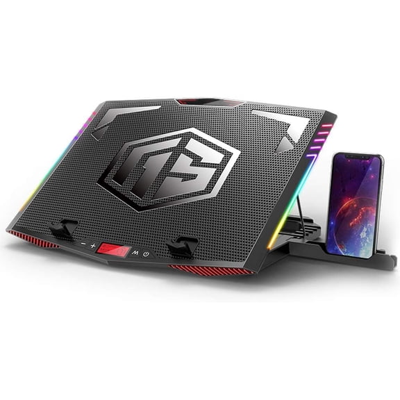 MeFee RGB Laptop Cooling Pad for 15.6-21 Inch Professional Gaming Laptop Cooler with 6 Quiet Fans and Button Control, Pure Metal Panel Portable Cooler