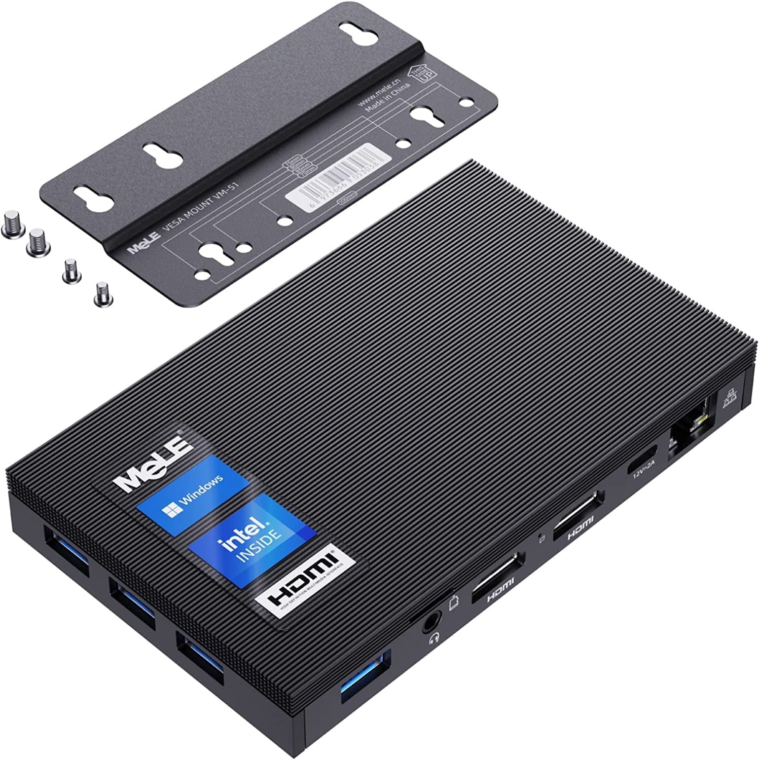 MeLE Tiny Compact Fanless Mini PC Quieter2Q, Intel J4125 8GB 128GB ...