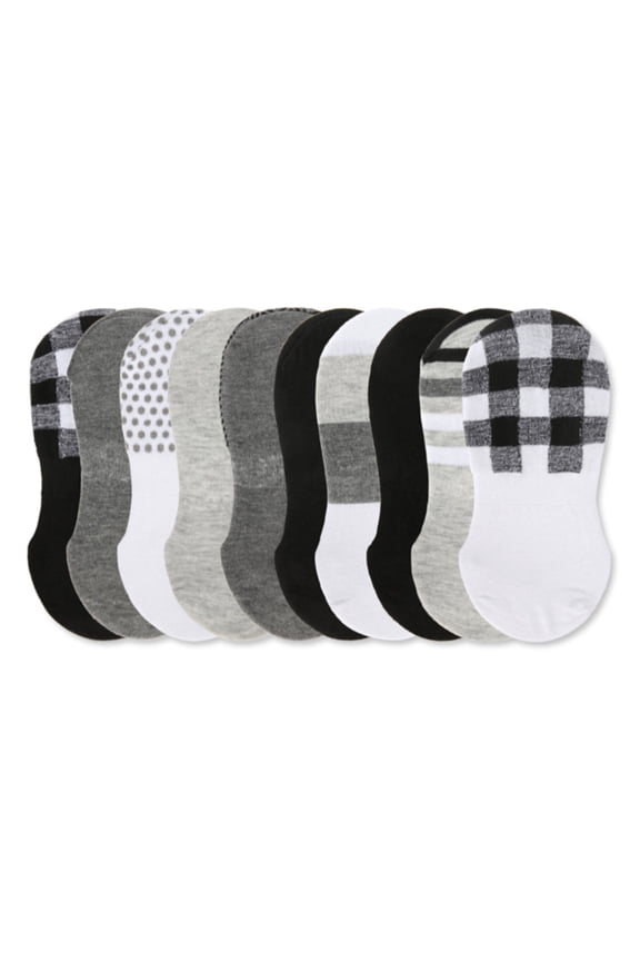 Women's 10 Pair Pack Buffalo Plaid High-Cut Liner Socks - Womens - Female, 9-11, Black