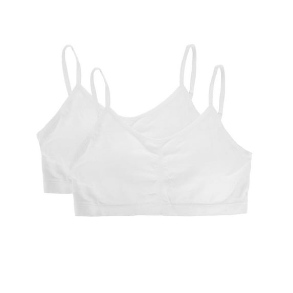 MeMoi 2 Pair Pack Gathered Front Cup Training Bra - Girls - Female (XL-16, White)