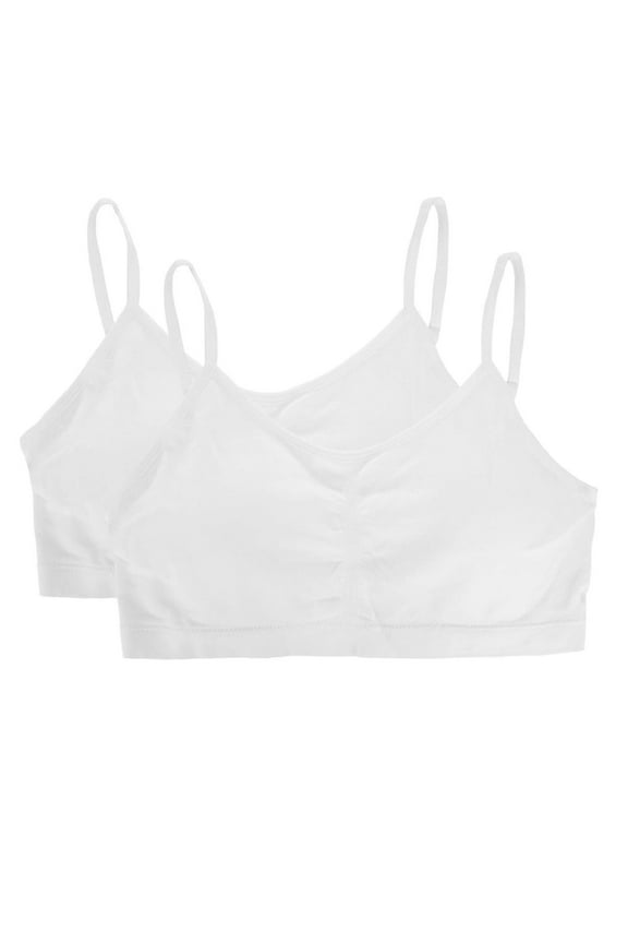 2 Pair Pack Gathered Front Cup Training Bra - Girls - Female (XL-16, White)
