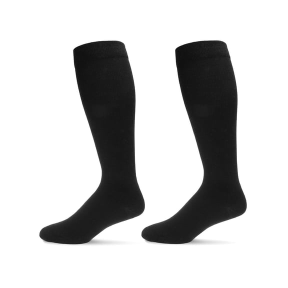 Wellfit 2 Pair Pack Cushioned Sole Cotton Blend Graduated Compression Socks, 10-13, Black-Black