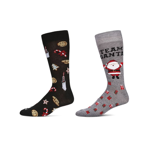 MeMoi 2 Pair Men's Rayon Blend Christmas Holiday Novelty Crew Socks - Mens - Male, 10-13, Green