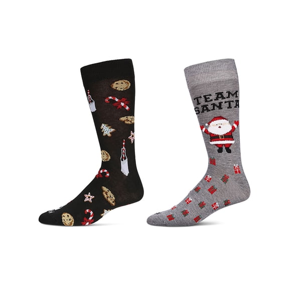 MeMoi 2 Pair Men's Rayon Blend Christmas Holiday Novelty Crew Socks - Mens - Male, 10-13, Red