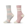 thumbnail image 1 of MeMoi 2 Pair Women's Ribbed Stripe Buttersoft Crew Socks - Womens - Female, 9-11, Alloy, 1 of 4