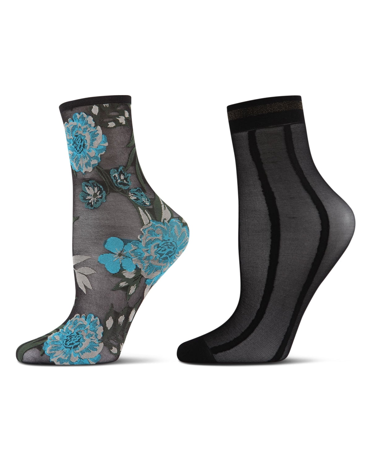 MeMoi 2 Pair Women's Sheer Fashion Ankle Socks - Womens - Female, 9-11, Black-Red