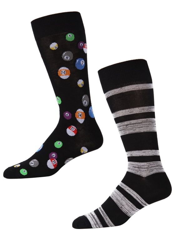 Men's 2 Pair Pack Billiard Ball Bamboo Blend Crew Socks - Mens - Male, 10-13, Black