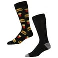 thumbnail image 1 of MeMoi Men's 2 Pair Pack Burger and Fries Bamboo Blend Crew Socks - Mens - Male, 10-13, Black, 1 of 6