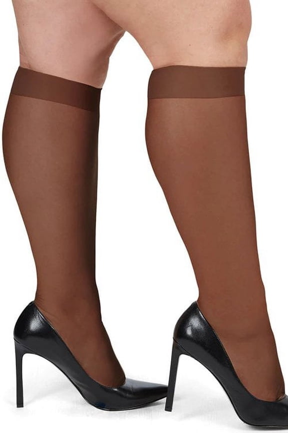 Women's 2 Pair Pack Ultra Sheer Plus Curvy Knee Highs - Womens - Female, 1X/2X, French Coffee