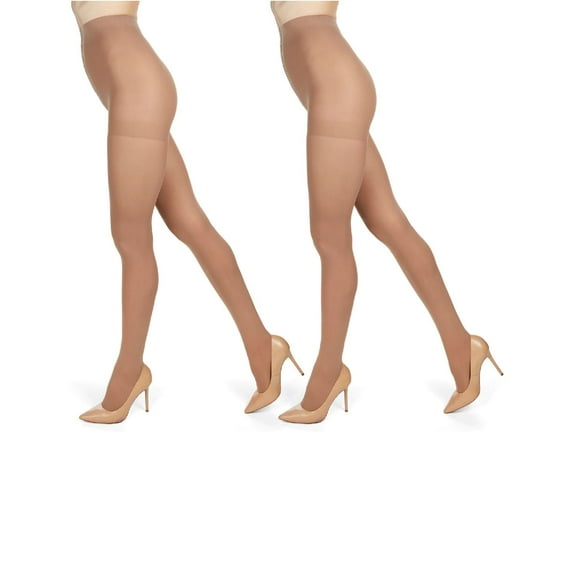 MeMoi Women's 2 Pair Pack Perfectly Opaque Control Top Microfiber Tights - Womens - Female, XS-S, Honey