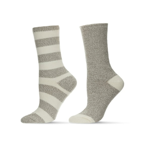 MeMoi 2 Pairs Women's Thick Stripe Buttersoft Crew Socks - Mens - Male