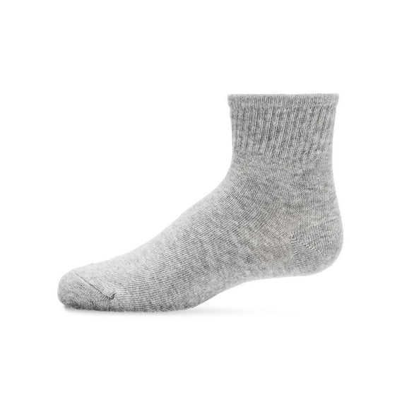 MeMoi Kids' 3 Pair Pack Mid Cut Cotton Blend Socks, 9-11, Light Gray