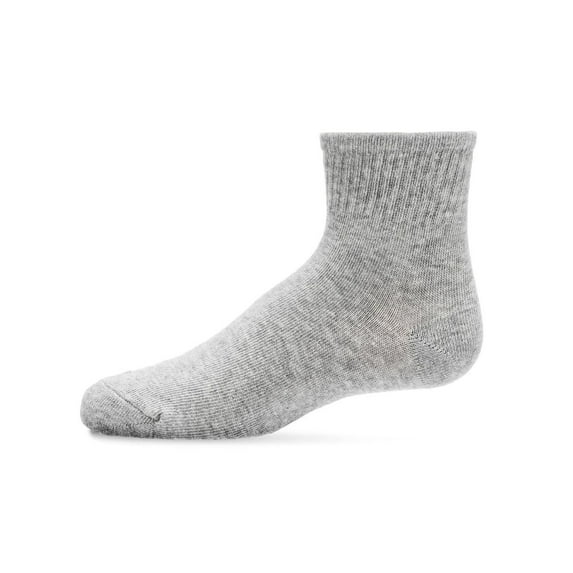 MeMoi Kids' 3 Pair Pack Mid Cut Cotton Blend Socks, 6-7, Light Gray