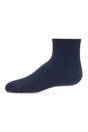 Kids' 3 Pair Pack Mid Cut Cotton Blend Socks, 8-9, Navy