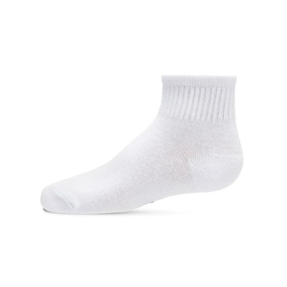 MeMoi Kids' 3 Pair Pack Mid Cut Cotton Blend Socks, 7-8, White