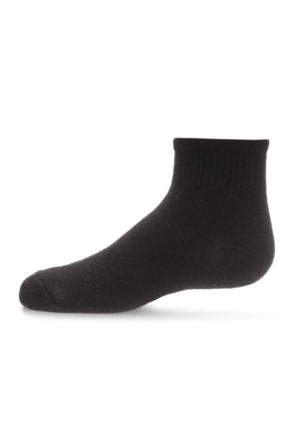 Kids' 3 Pair Pack Mid Cut Cotton Blend Socks, 9-11, Black