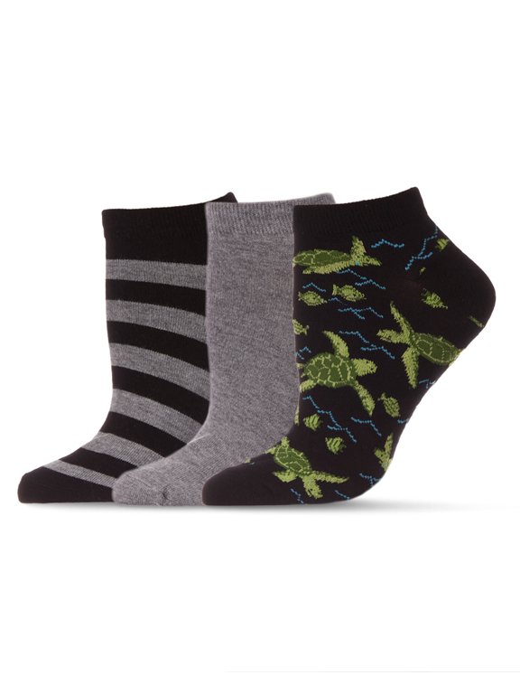 Women's 3 Pair Pack Turtles Bamboo Blend Low-Cut Socks - Womens - Female, One Size, Black