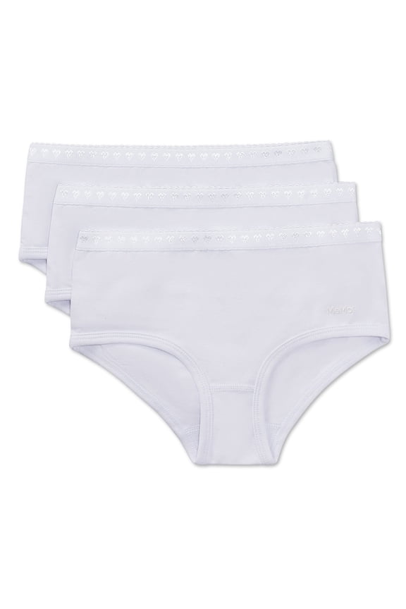 3 Pair Pack Solid Briefs - Girls - Female, 8, White-White-White
