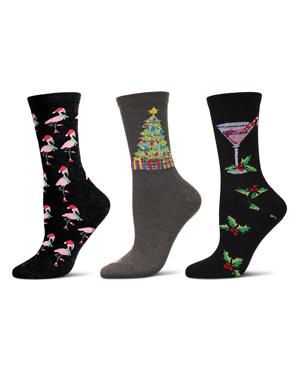 MeMoi 3 Pair Women's Christmas Holiday Cheer Novelty Crew Socks ...