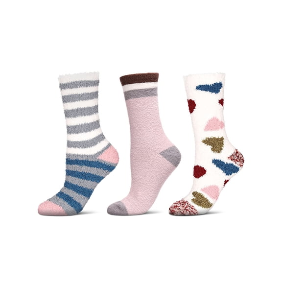 MeMoi 3 Pair Women's Ultra-Plush Novelty Cozy Crew Socks - Womens - Female, 9-11, Blue