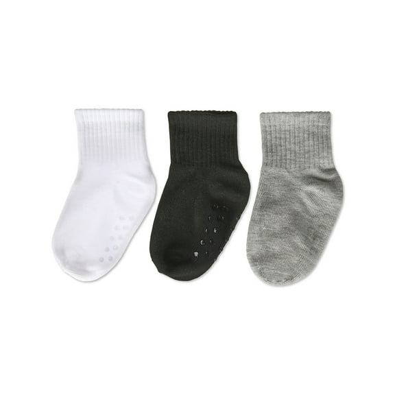 MeMoi 3 Pairs Infant Ribbed Non-Skid Ankle Socks