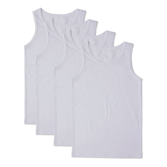 MeMoi 4 Pack Cotton Rich White Tank Top Undershirt - Boys - Male, 20, White